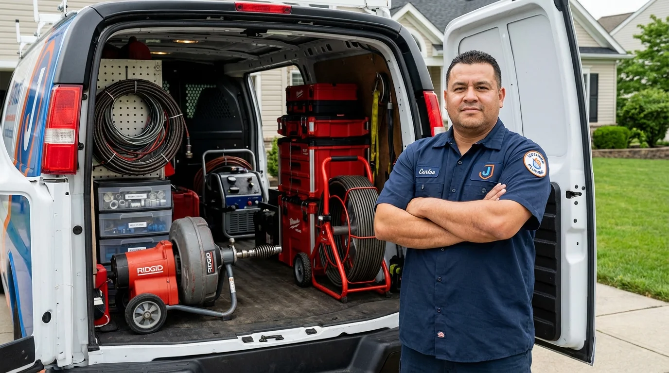 Professional drain cleaning equipment and Johns Plumbing LLC plumber in Davidson