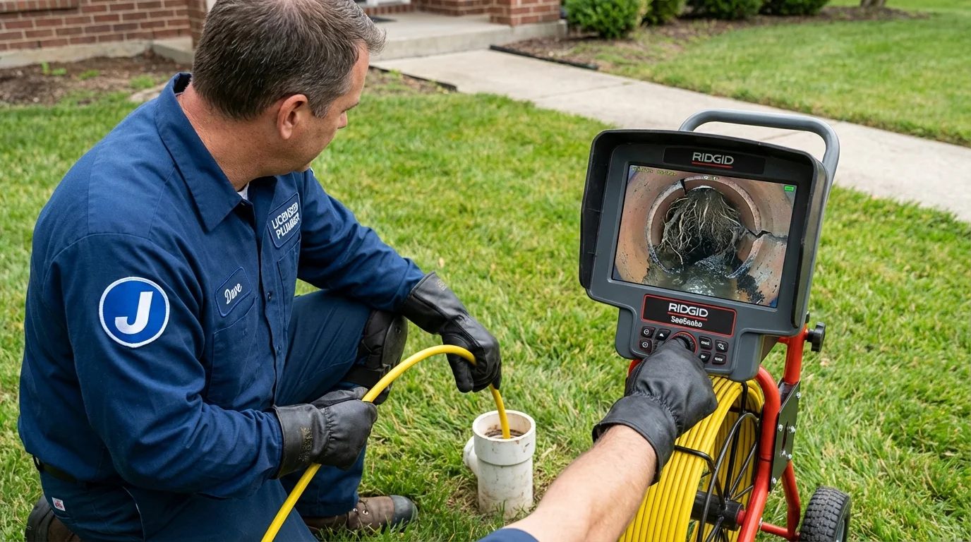 Sewer camera inspection being performed by Johns Plumbing LLC in Davidson